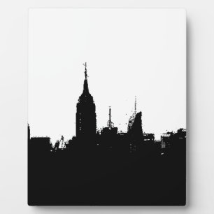 Noir Blanc New York Skyline Silhouette Plaque