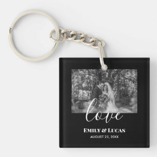 Noir Blanc Personnalisé Mariage Photo Simple Éléga