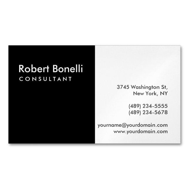 Noir Blanc Plain Moderne Consultant Carte de visit (devant)