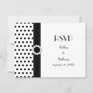 Noir Blanc Polka Point Mariage RSVP Réponse