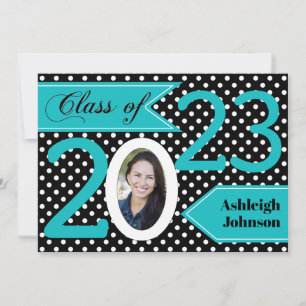 Noir Blanc Polka Point Photo Invitation