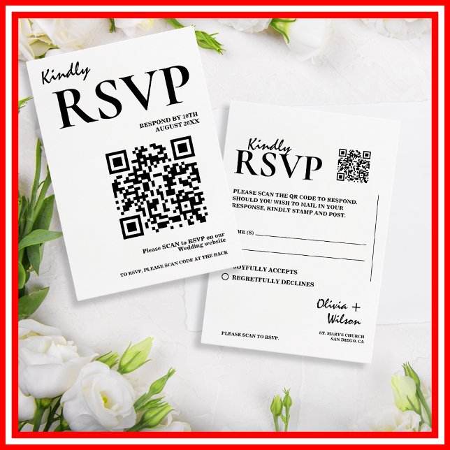 Noir & Blanc QR Code Mariage RSVP (Créateur téléchargé)