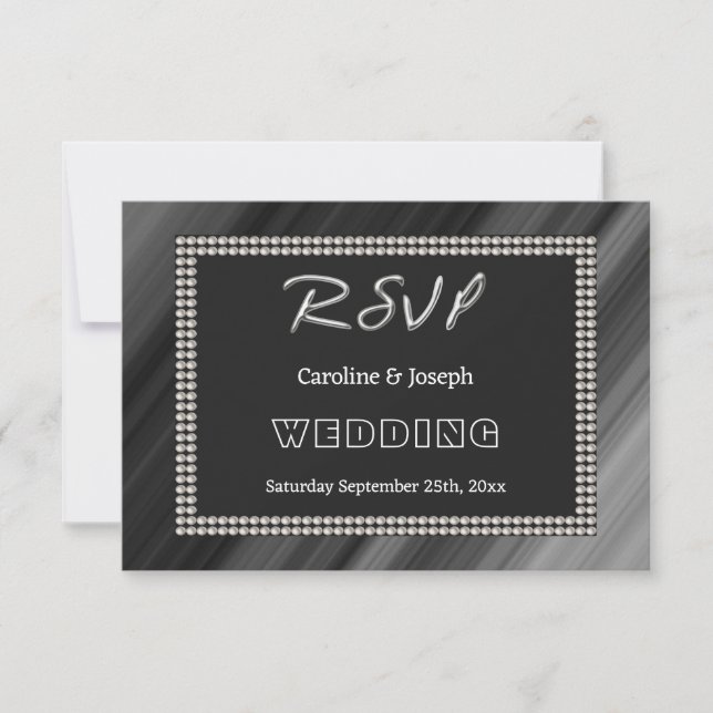 Noir & blanc rétro, Mariage RSVP perles (Devant)
