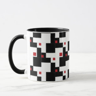 Noir blanc rouge moderne Patchwork Mug Vintage