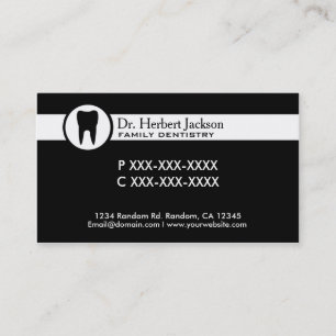 Noir blanc simple dentiste cartes de visite person