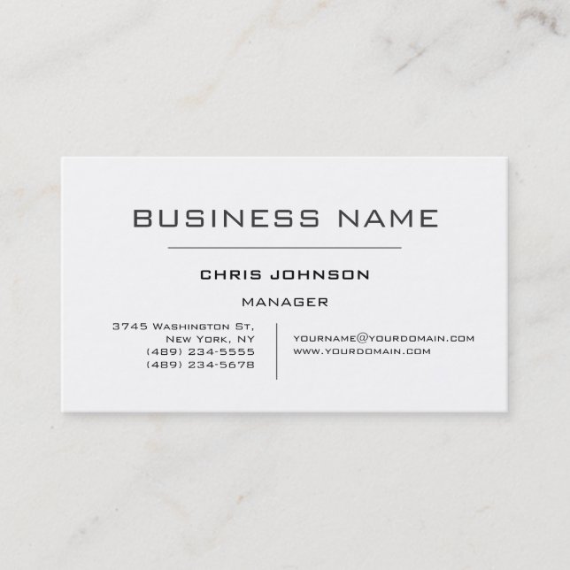Noir & Blanc Simple Modern Manager Carte de visite (Devant)