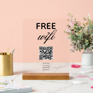 Noir Blanc Simple Wi-Fi Gratuit Code QR Symbole ac