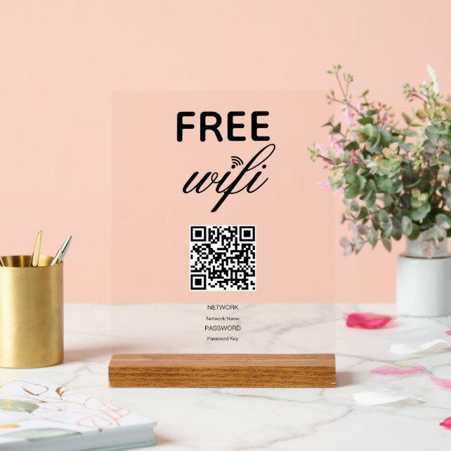 Noir Blanc Simple Wi-Fi Gratuit Code QR Symbole ac (Mariage)