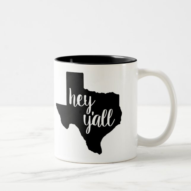Noir/blanc tasse de 11 onces - le Texas hé vous (Droit)
