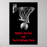 Noir Blanc Vous Pouvez Citer Poster De Basket-Ball