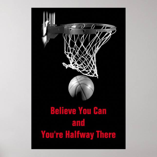 Noir Blanc Vous Pouvez Citer Poster De Basket-Ball (Devant)
