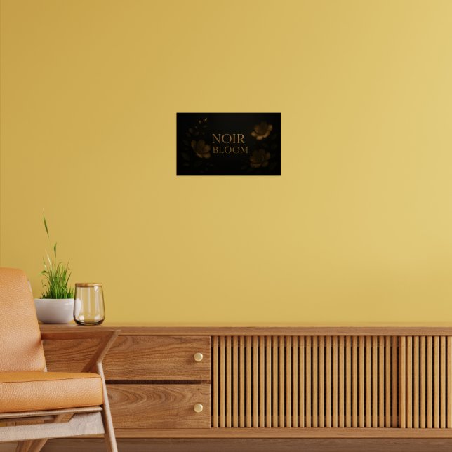 Noir Bloom Elegant Floral Art | Gold and Black Mod Poster (Living Room 2)