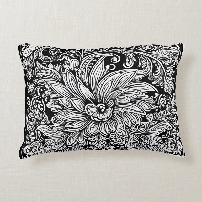 Noir Bloomscape accent pillow (Front)