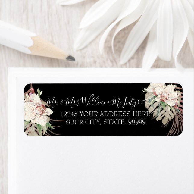 Noir Blush Blanc Floral Tropical Folio Mariage (En situation)