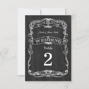 Noir Bois Vintage Mariage Table Numéro Cartes