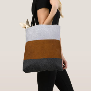 Noir, Brown, Blanc Faux Cuir - Sac fourre-tout