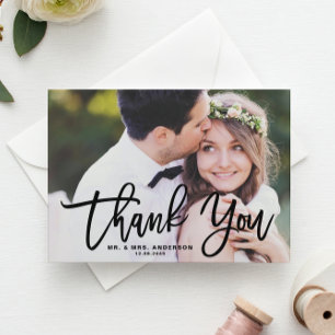 Noir Brush Calligraphie Script Merci Photo