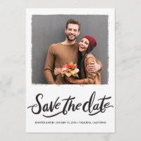 Noir Brush Script Wedding Enregistrer La Carte Dat