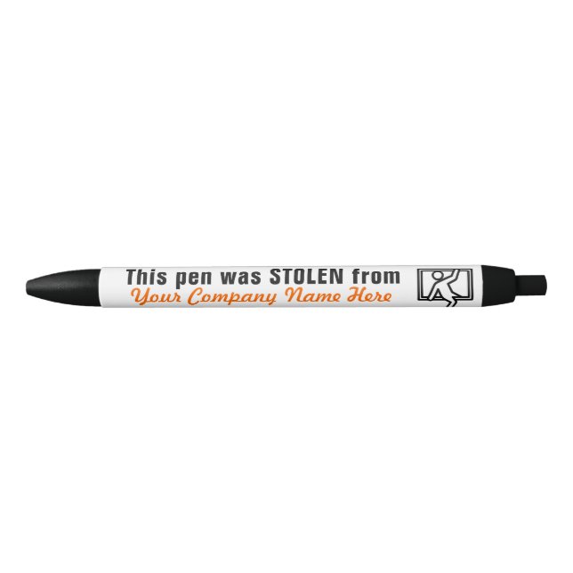Noir Ce stylo a été volé de (votre nom de la société) (Devant)