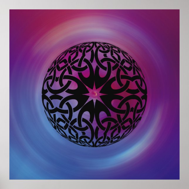 Noir Cercle de noeud celtique Poster (Devant)