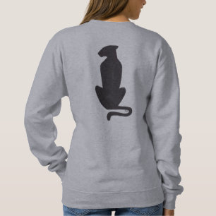 Noir Chat Silhouette femmes gris sweatshirt retour