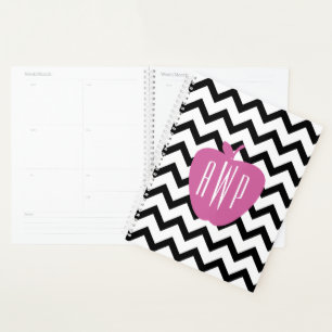 Noir Chevron rose Apple enseignant planificateur