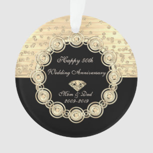 Noir Chic Diamants Or 50e Anniversaire de Mariage