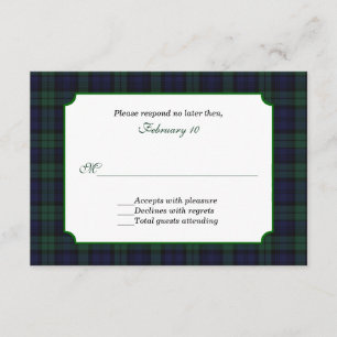 Noir classique Montre Tartan Mariage RSVP