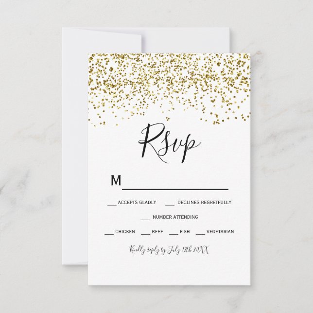 Noir confetti noir blanc typographie rsvp (Devant)