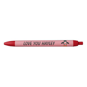 Noir Cute Love Coeur Penguin Stylo Personnalisé