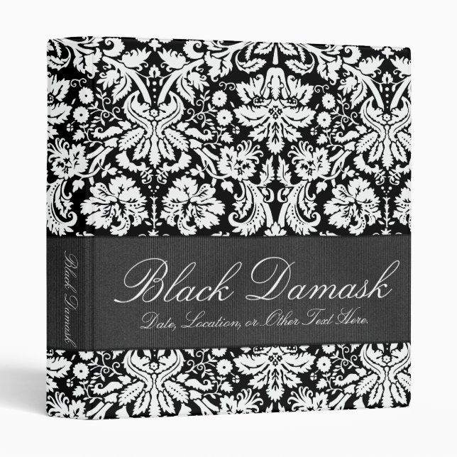 Noir Damask Custom Classeur 1" (Devant/Côté)