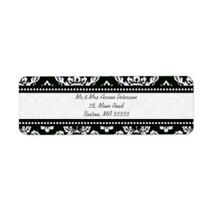 Noir Damask Étiquettes de adresse personnalisables