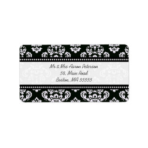 Noir Damask Étiquettes de adresse personnalisables