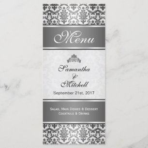 Noir damassé sur gris argenté Menu