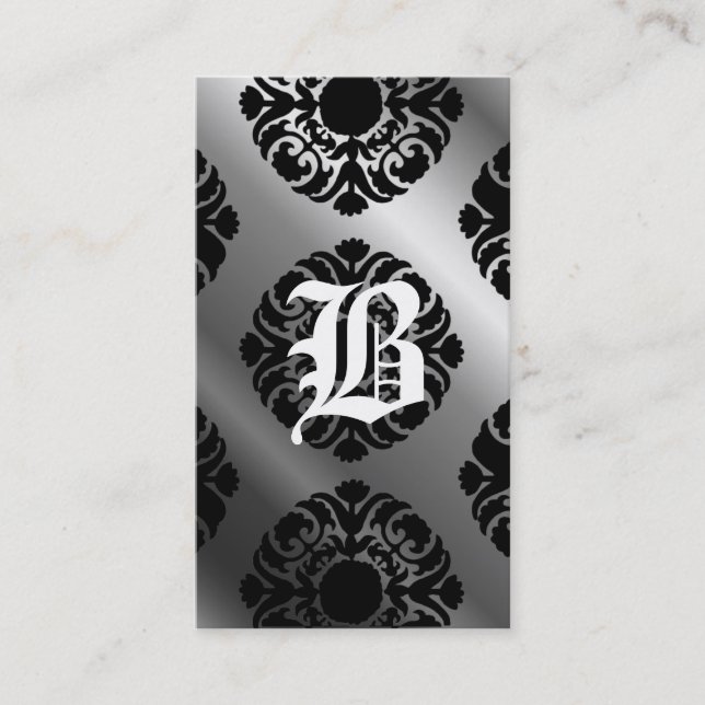Noir d'argent de monogramme de damassé de cartes (Devant)