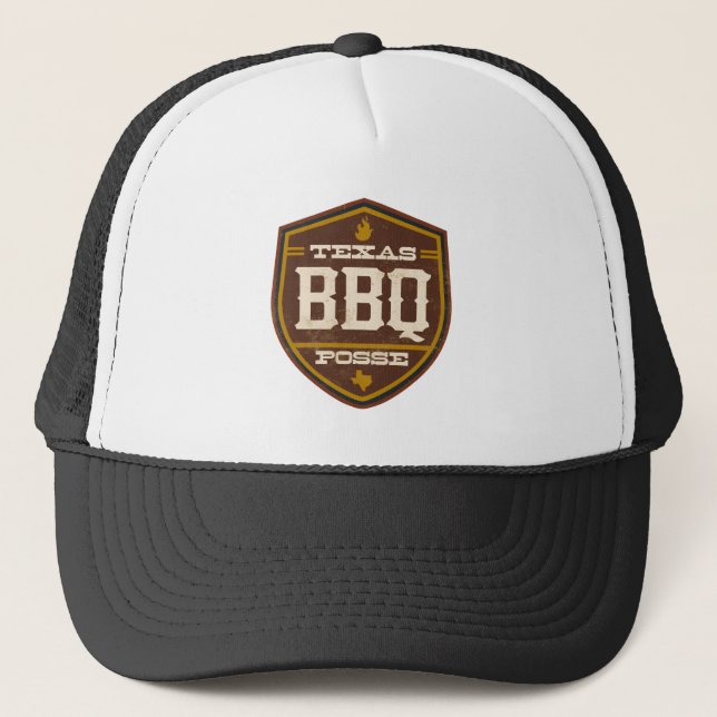 Noir de casquette de camionneur - bande de BBQ du (Devant)