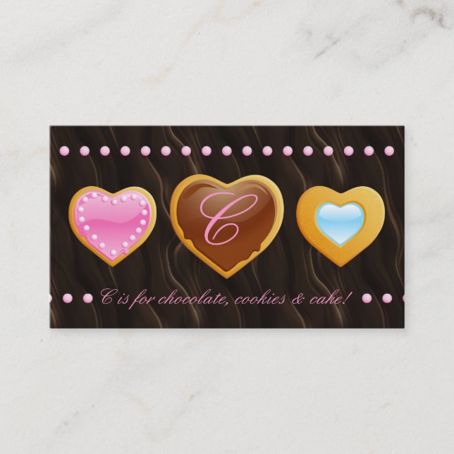 Noir de chocolat de coeur de biscuits de carte de (Devant)