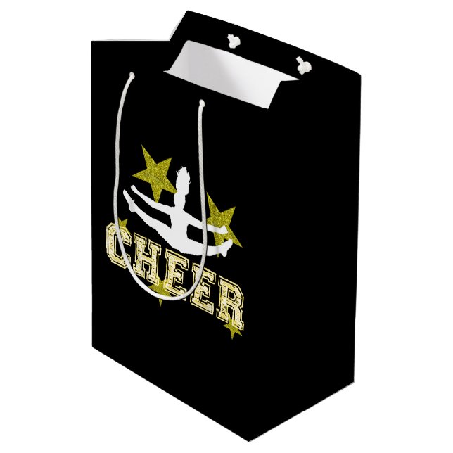 Noir de pom-pom girl et sac de cadeau d'or (Dos Angle)