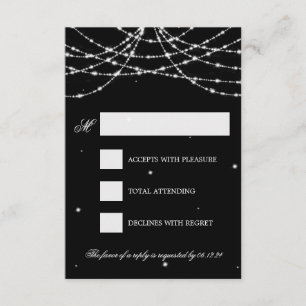 Noir de scintillement de ficelle du mariage RSVP