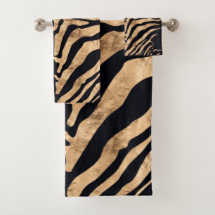 Noir de serviettes de Bath de zèbre et regard de