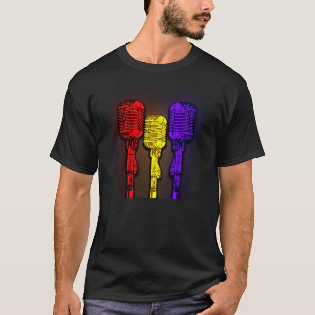 Noir de T-shirt de Men´s de microphone (Devant)
