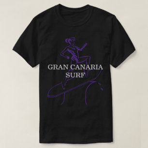 Noir de T-shirt de surf de Canaria de mamie