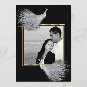 Noir d'élégance de paon, faire-part de mariage