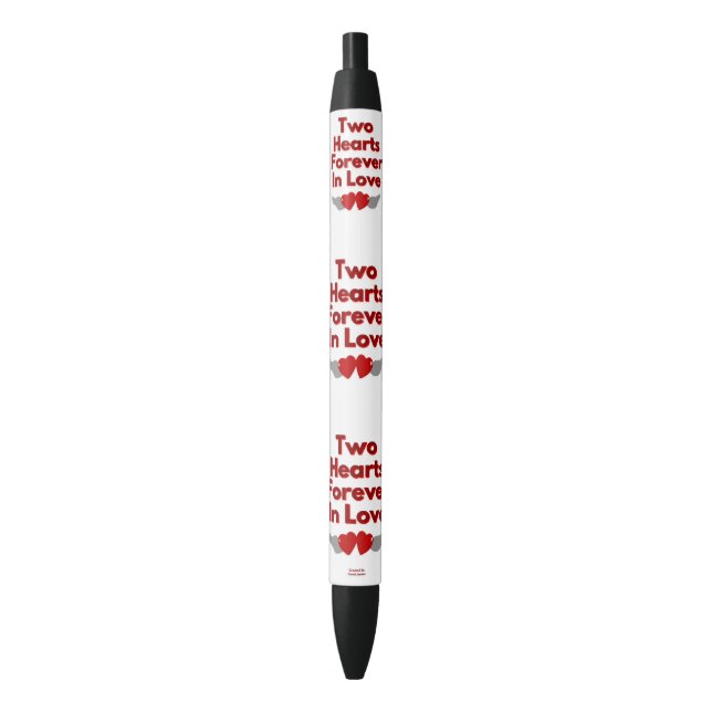 Noir Deux Coeurs Pour Toujours En Stylo Amoureux (devant Vertical)