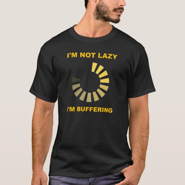 Noir drôle de T-shirt d'amortissement paresseux (Devant)