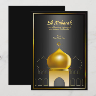 Noir élégant   Carte de voeux Gold Dome Ramadan