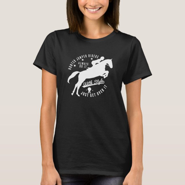 Noir équestre de tee - shirt de cheval de pullover (Devant)