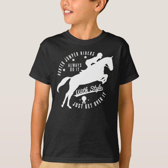 Noir équestre de tee - shirt de cheval de pullover (Devant)