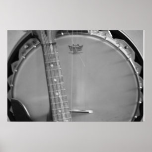 Noir et affiche blanche de banjo