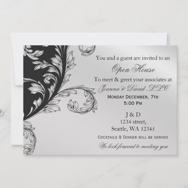 noir et argent Corporate party Invitation (Devant)
